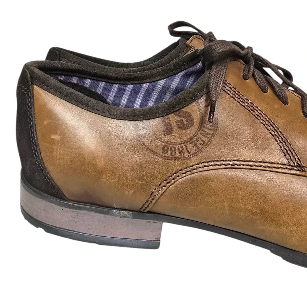 Josef Seibel Mens Tan Leather Lace Up Oxford Shoes Distressed Lug Sole Size‎ 11